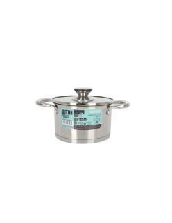 Panela com Tampa de Vidro Quttin Hermes Aço 1,8 L (6 Unidades)
