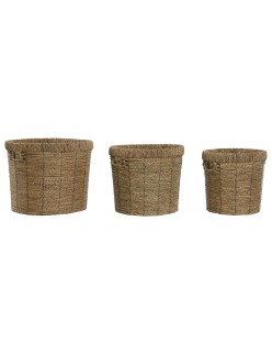 Set de pots de fleurs Home ESPRIT Marron Métal Fibre Tropical 36 x 36 x 29 cm