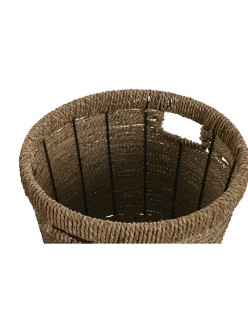 Satz Blumentöpfe Home ESPRIT Braun Metall Faser Tropical 36 x 36 x 29 cm