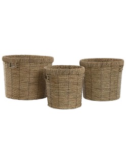 Set de pots de fleurs Home ESPRIT Marron Métal Fibre Tropical 36 x 36 x 29 cm