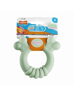 Mordedor de perro Nylabone SENSORY TACTILE RING Verde Manteca de cacahuete Pollo S