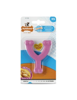 Mordedor de perro Nylabone WISHBONE Rosa Pollo XS