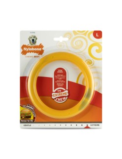 Mordedor de perro Nylabone Ring Amarillo Hamburguesa L