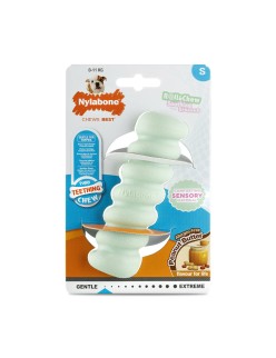 Mordedor de perro Nylabone SENSORY TACTILE STICK Verde Manteca de cacahuete Bacon S