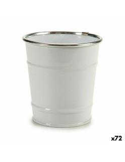 Blumentopf Würfel Weiß Silberfarben Zink 10,5 x 10,5 x 10,5 cm (72 Stück)