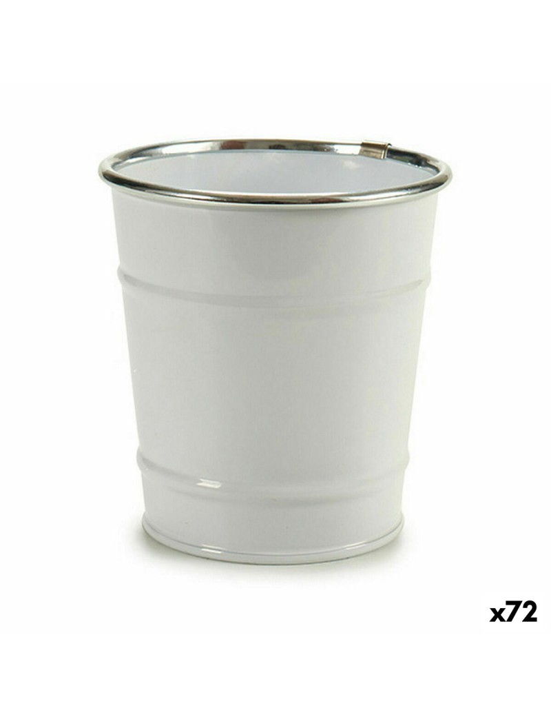 Blumentopf Würfel Weiß Silberfarben Zink 10,5 x 10,5 x 10,5 cm (72 Stück)