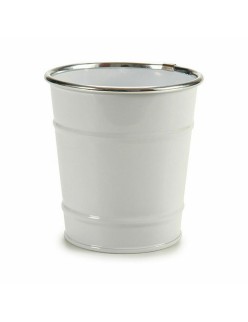 Vaso Secchio Bianco Argentato Zinco 10,5 x 10,5 x 10,5 cm (72 Unità)
