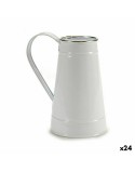 Blumentopf Milchkrug Weiß Silberfarben Metall 17 x 18,5 x 11,3 cm (24 Stück)