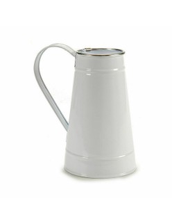 Blumentopf Milchkrug Weiß Silberfarben Metall 17 x 18,5 x 11,3 cm (24 Stück)