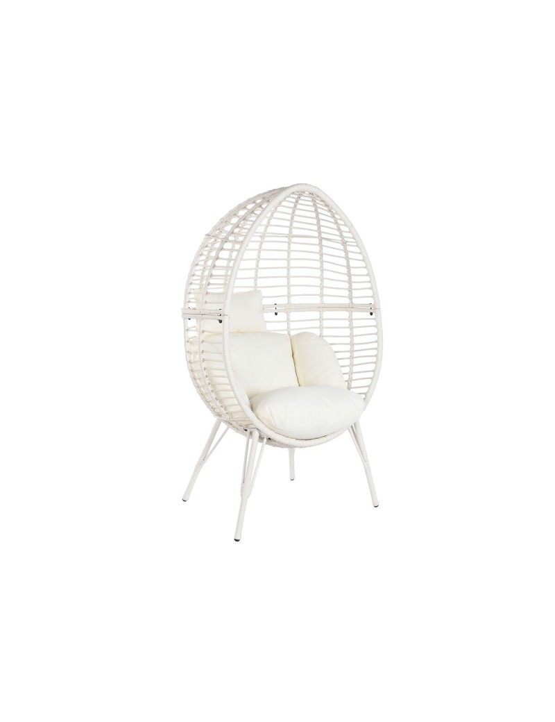 Gartenstuhl DKD Home Decor 90 x 65 x 151 cm Metall Synthetischer Rattan Weiß