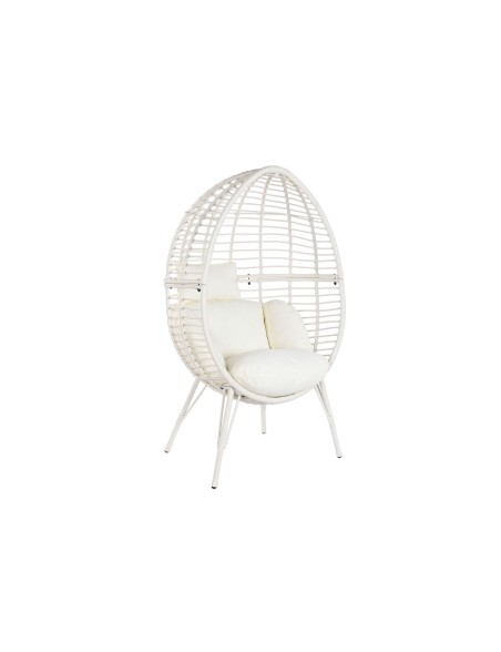Gartenstuhl DKD Home Decor 90 x 65 x 151 cm Metall Synthetischer Rattan Weiß Gartenstuhl DKD Home Decor 90 x 65 x 151 cm Metall Synthetischer Rattan Weiß