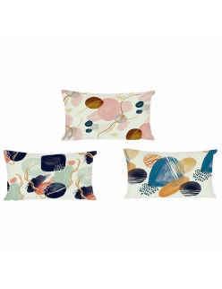 Cojín DKD Home Decor Plástico Azul Blanco Multicolor Rosa Rectangular Abstracto 50 x 30 x 12 cm (3 Piezas)