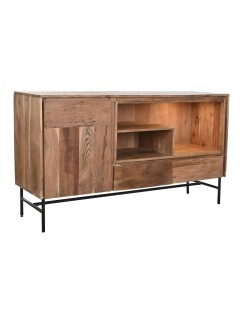 Buffet DKD Home Decor 142 x 40 x 81 cm Noir Métal Marron Acacia