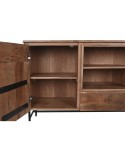 Buffet DKD Home Decor 142 x 40 x 81 cm Noir Métal Marron Acacia