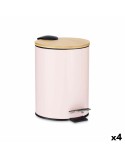 Papierkorb Rosa Metall Bambus 3 L (4 Stück)