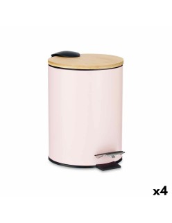 Papierkorb Rosa Metall Bambus 3 L (4 Stück)