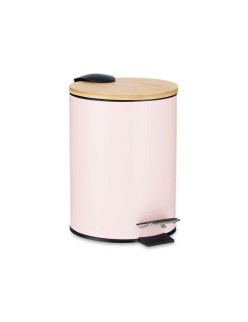 Papierkorb Rosa Metall Bambus 3 L (4 Stück)