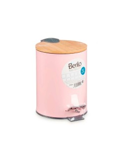 Papierkorb Rosa Metall Bambus 3 L (4 Stück)