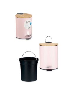 Cestino Rosa Metallo Bambù 3 L (4 Unità)