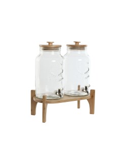 Dispenser di bevande Home ESPRIT Silicone Bambù Cristallo Plastica 5,5 L 37 x 25 x 46 cm