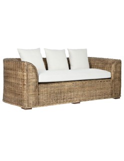 Gartenbank Home ESPRIT Weiß Braun natürlich Rattan 174 x 88 x 69 cm