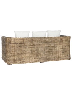Canapé de jardin Home ESPRIT Blanc Marron Naturel Rotin 174 x 88 x 69 cm