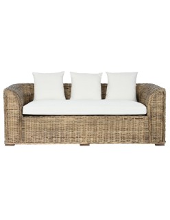 Canapé de jardin Home ESPRIT Blanc Marron Naturel Rotin 174 x 88 x 69 cm