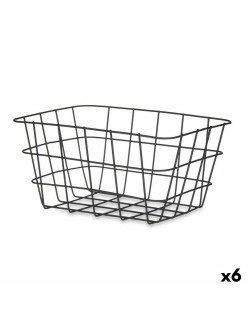 Cesta Multiusos Kinvara W5759K-S BLACK Preto Metal 24,5 x 12 x 18 cm Retangular (6 Unidades)