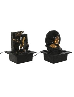 Fonte de Jardim Home ESPRIT Resina Buda Oriental 21 x 19 x 27 cm (2 Unidades)