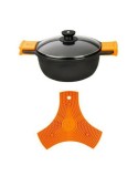 Casseruola con coperchio in vetro BRA A270332 8,3 L Ø 32 cm Nero Metallo Alluminio Alluminio fuso