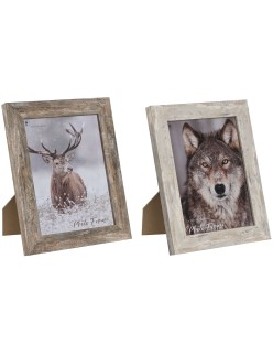 Cadre photo Home ESPRIT Blanc Naturel Verre polystyrène Scandinave 19,5 x 2 x 24,5 cm (2 Unités)