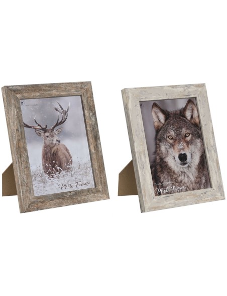 Photo frame Home ESPRIT White Natural Crystal polystyrene Scandinavian 19,5 x 2 x 24,5 cm (2 Units)