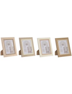 Moldura de Fotos Home ESPRIT Multicolor Alumínio Cristal Madeira MDF Scandi 16 x 2,8 x 21 cm (4 Unidades)