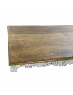 Mesa de Comedor DKD Home Decor Acabado envejecido Blanco Multicolor Natural Madera Madera de mango 120 x 61 x 49 cm
