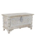 Arcón DKD Home Decor 88 x 40 x 45 cm Blanco Latón Madera de mango