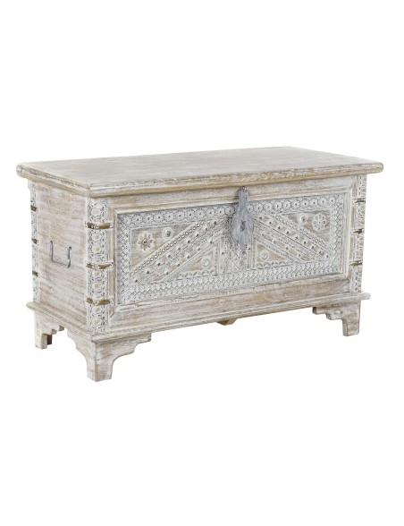 Arcón DKD Home Decor 88 x 40 x 45 cm Blanco Latón Madera de mango Arcón DKD Home Decor 88 x 40 x 45 cm Blanco Latón Madera de mango