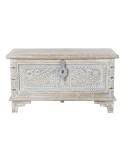 Arcón DKD Home Decor 88 x 40 x 45 cm Blanco Latón Madera de mango