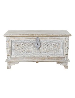 Arcón DKD Home Decor 88 x 40 x 45 cm Blanco Latón Madera de mango