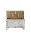 Arcón DKD Home Decor 88 x 40 x 45 cm Blanco Latón Madera de mango