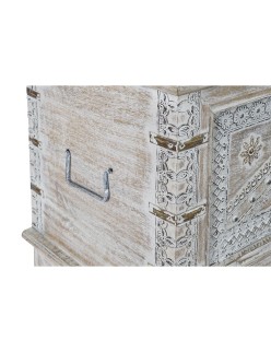 Arcón DKD Home Decor 88 x 40 x 45 cm Blanco Latón Madera de mango