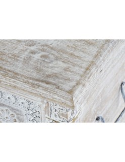 Arcón DKD Home Decor 88 x 40 x 45 cm Blanco Latón Madera de mango