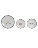 Service de Vaisselle DKD Home Decor Bleu Blanc Bordeaux Porcelaine méditerranéen Marin 18 Pièces