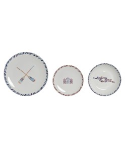 Set di Stoviglie DKD Home Decor Azzurro Bianco Rosso Granato Porcellana Mediterraneo Marino 18 Pezzi