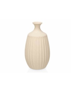 Vaso Bege Cerâmica 21 x 39 x 21 cm (2 Unidades) Riscas