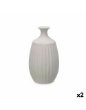 Vaso Cinzento Cerâmica 21 x 39 x 21 cm (2 Unidades) Riscas
