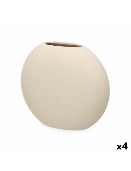 Vaso Bege Cerâmica 29 x 26 x 11 cm (4 Unidades) Circular Vaso Bege Cerâmica 29 x 26 x 11 cm (4 Unidades) Circular