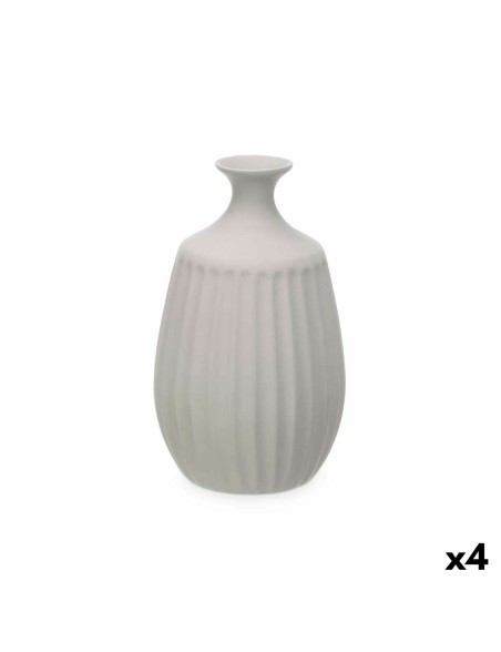 Vaso Cinzento Cerâmica 19 x 31 x 19 cm (4 Unidades) Riscas Vaso Cinzento Cerâmica 19 x 31 x 19 cm (4 Unidades) Riscas