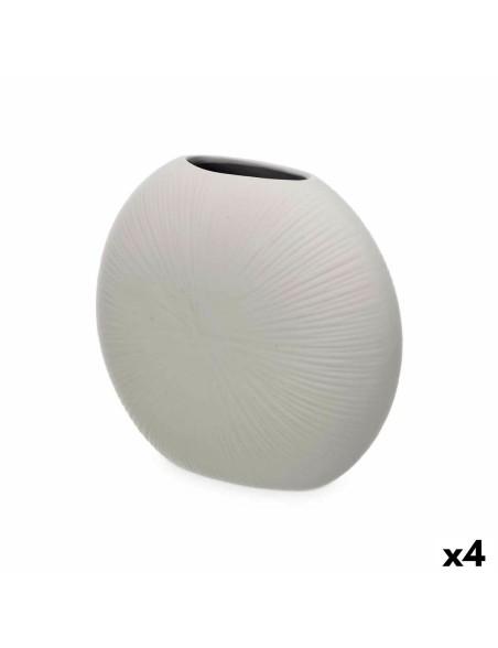 Vaso Cinzento Cerâmica 29 x 26 x 11 cm (4 Unidades) Circular Vaso Cinzento Cerâmica 29 x 26 x 11 cm (4 Unidades) Circular