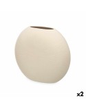 Vaso Bege Cerâmica 36 x 34 x 16 cm (2 Unidades) Circular