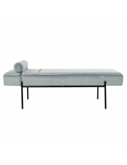 Sofá Chaise Longue DKD Home Decor Preto Azul celeste Metal 140 x 59 x 42 cm